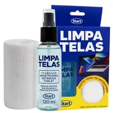 Limpa Telas 120ml + Pano Microfibra Remove Sujeira, Digitais e Desinfeta Celular, TV, Tablet, Laptop