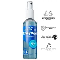 Álcool Spray Antisséptico Original 120ML com Clorexidina Asseptgel Proteção e Limpeza Instantânea