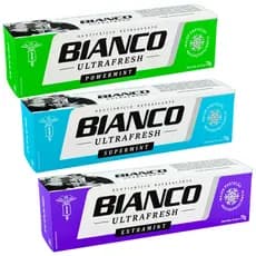 Kit 3 Creme Dental Bianco Ultrafresh 70g Powermint Supermint Extramint Hálito Refrescante Proteção