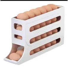 Porta Ovos Dispenser Organizador Suporte Automático Branco/ Cinza 30 OVOS