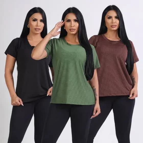 Kit 3 Camiseta Feminina Anti Odor, Anti Suor, Academia, Treino, Blusa furadinha