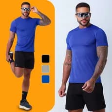 Camiseta Masculina Academia Treino Dry Fit "Furadinho" Anti-Odor e Anti-Suor Leve Slim  Fit Esporte