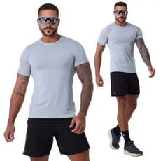 Camiseta Masculina Academia Anti-Odor e Anti-Suor Dry Fit "Furadinho" Slim Treino
