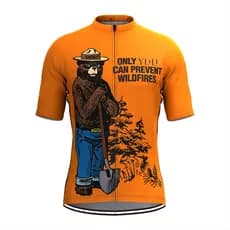Retro Smokey Bear Prevent Wildfires Camisas de ciclismo Camisa de ciclismo masculina de manga curta para Mountain Bike (