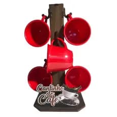 SUPORTE PARA XÍCARAS COM JOGO DE 6 XÍCARAS ACRILICAS