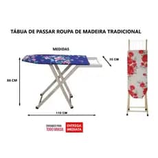 Tábua de Passar Roupa Mesa Dobravel com Suporte de Ferro