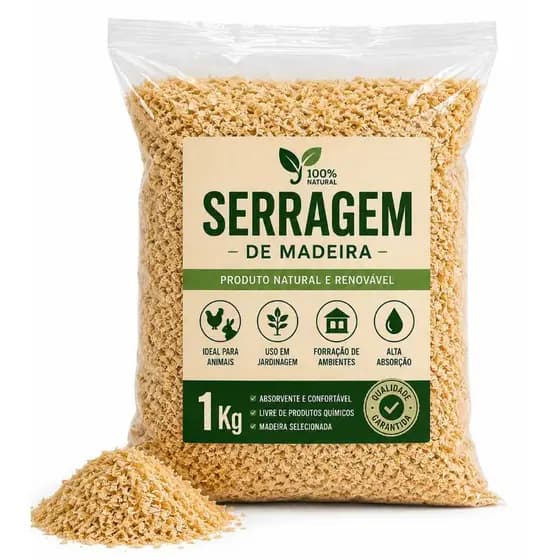 Serragem de Madeira Pinus Seca/ Natural para Hamster,Roedores e Composteira Pet Shop