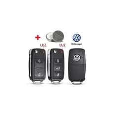 Chave Canivete G6 Vw Gol Fox Voyage Up Fox Fusca Saveiro 3 e 2 Botões + Bateria