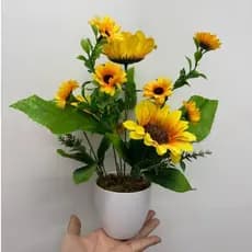 Mini Vaso com Girassol Artificiais Arranjo Pronto Enfeite Decora