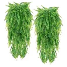 kit 2 Samambaia Artificial 75cm Pendurada Verde toque real