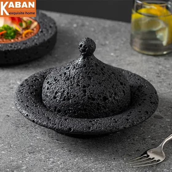 Criativo Meteorito Planeta Placa De Pedra Vulcânica Prato Fumante Cloche Cúpula Copo Para Jantar Fino Luxo Catering Fest