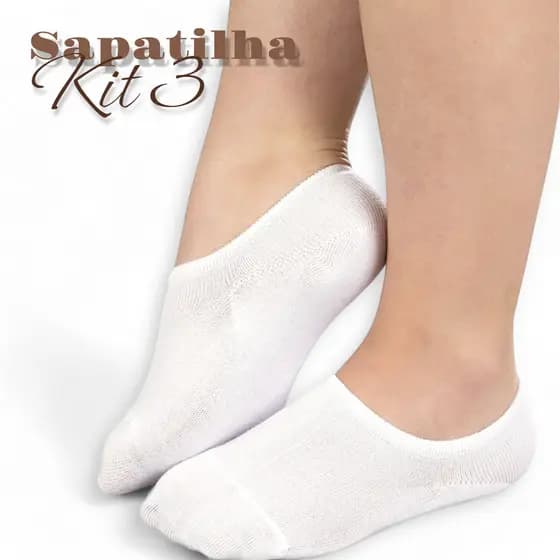 Kit 3 Meias Sapatilha Feminina 35-40 Algodão Cotton Kit Meia Curta Cano Curto Invisível