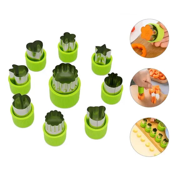 KIT 9 Cortadores Moldes Decorativos para Frutas Legumes e Massas Desmontável Alta Qualidade