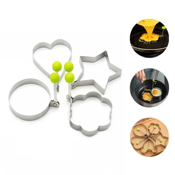 KIT 4 Moldes Formas Decorativos para Ovos e Massas Aço Inox Alta Qualidade