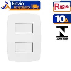 2 Interruptores/Teclas Radial 10A/250V Pérola Branca C/ Embalagem Bivolt Plástico Antichamas