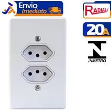 2 Tomadas Distanciadas Radial 20A/250V Gelo C/ Embalagem Bivolt Plástico Antichamas