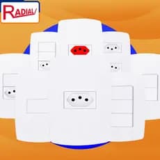 Tomadas e Interruptores Simples Radial 4X2 10A/20A Pérola Branca C/ Embalagem Bivolt - Monte o seu KIT
