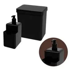 Kit Organização de Pia Lixeira Cesto 3,5 Litros e Dispenser Detergente 500 ML Porta Bucha Envio Hoje