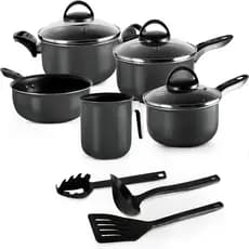 Jogo Panela Conjunto Kit 5 Peças Antiaderente Tampa Vidro Teflon