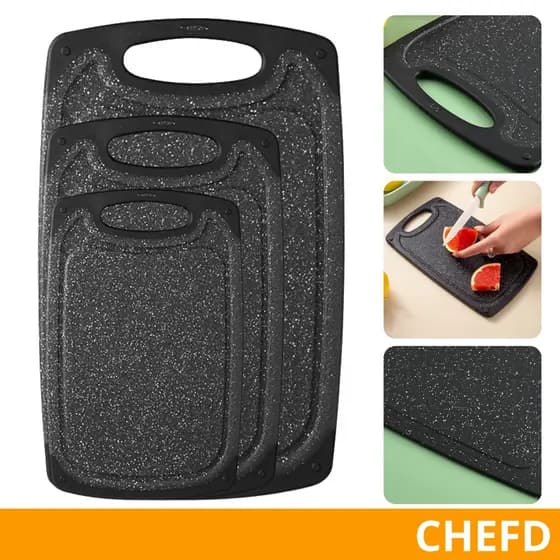 Conjunto 3 Tábuas de Corte Resistentes Polímero Premium Cozinha Profissional