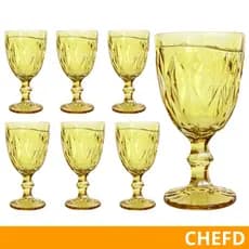 Conjunto 6 Taça Diamante Copo Vidro Bico De Jaca 340ml Diamond Amber