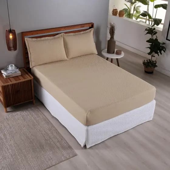 Capa de Colchão 3 Peças Casal/Queen/King – Matelado Ultrassônico Microfibra 170 Fios com Elástico