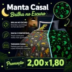 Coberta Manta Casal Brilha no Escuro Infantil Microfibra 2,00x1,80m Sortidas