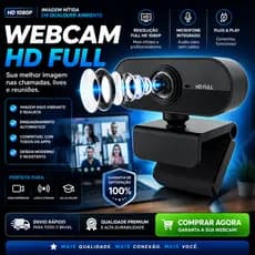 Webcam Full HD 1080P USB com Microfone Integrado | Imagem Nítida para PC Notebook Home Office Reuniões, Lives e Aulas