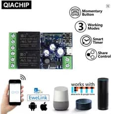 Automatizador wifi interruptor inteligente dc 12v 24v 48v módulo receptor de relé de 2 canais 2.4ghz Alexa, Google, Tuya