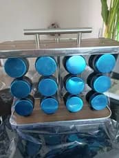 Porta Temperos E Condimentos 12 Peças De Aço E Vidro Luxo 10-Pronta entrega