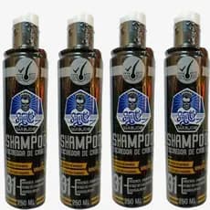 Kit 4 Shampoo Escurecedor Barba e Cabelo Unissex Santo Barbudo Tonico Capilar 250ml