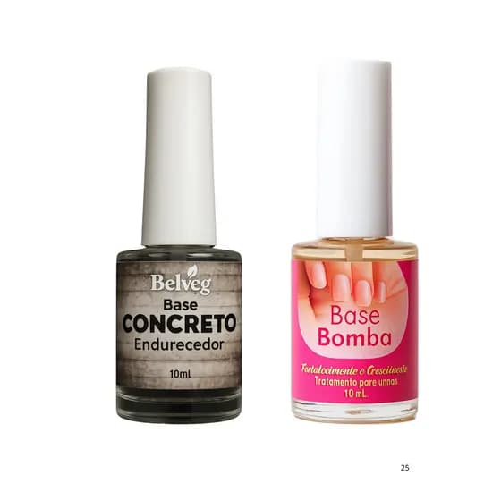 Kit com  Base Bomba e Base concreto Fortalecedora de Unha - Crescimento ràpido e Unhas Fortes