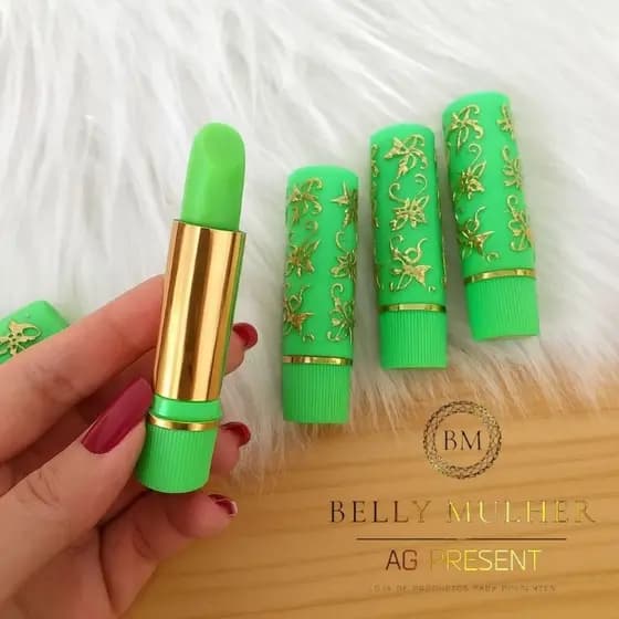 Batom que muda de cor, Batom Mágico 24 Horas Verde, Rosa, laranja, Vermelha, Azul, Roxo, Batom Boca Louca, Batom da Vovó