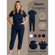 Pijama Hospitalar Cirúrgico Scrub Uniforme Feminino Roupa Privativa Feminino Calça Jogger  Gola Padre Tecido Gabardine