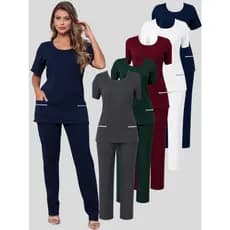 Conjunto Farda Uniforme Trabalho Calça Babá Domestica Diarista Cuidadora Professora Copeira Manicure Cabeleleira Nwm