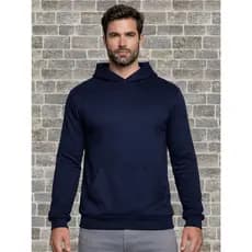 Blusa de Moletom Masculino de Frio Liso Algodão Com Capuz Estilo Canguru com Bolso Quentinho