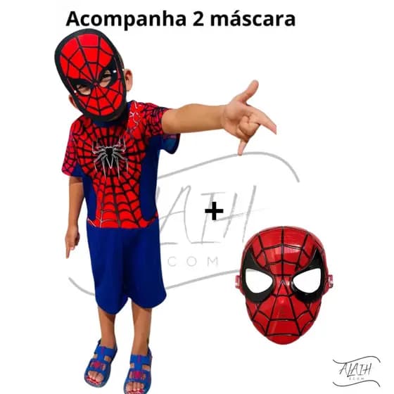 Fantasia Homem Aranha Infantil Com 2 Máscara- ENVIO RÁPIDO