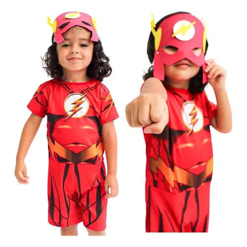 Fantasia  Flash Infantil Com Máscara  Envio Imediato