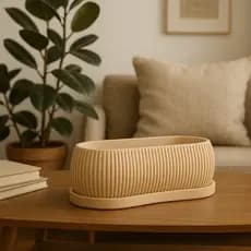 Vaso Nairobi Para Plantas Decoracão Casa Sala Ambientes Internos Bege