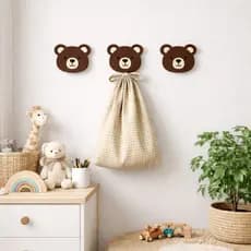 Kit 3 Ganchos de Parede Infantil para Toalhas Bolsas e Roupas Quarto de Bebê com Fita Dupla Face 3M