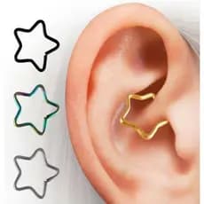 Conjunto de 12 Folhetos Espirais Perfurados Estrela Earlobes Prata - Ouro - Preto Aço Unissex Moda Masculina Feminina