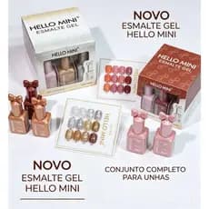 Caixa com 12 Cores +  Placa de Brinde/ Esmalte Gel HELLO MINI