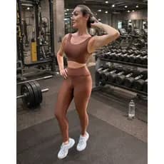 Conjunto Fitness Feminino Cintura Alta  Academia Top E Calça