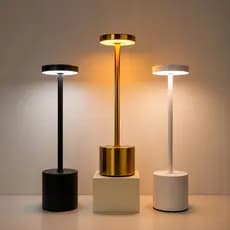 Abajur LED Touch 3 Tons Dourado Luminária Sem Fio Recarregável Luxuosa de Mesa