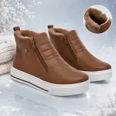 Bota Feminina Via Marte Inverno PelinhoTenis Cano Curto Plataforma Confortável Preta Marrom SlipOn
