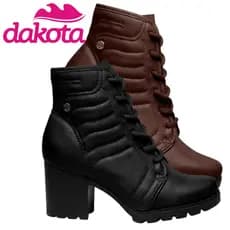 Bota Feminina Dakota Coturno Marrom Salto Grosso Sola Tratorada Confortável Moda Elegante Café