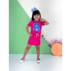 Conjunto Infantil Menina verão Blusa e Saia Conjunto menina infantil Stitch e Lilo moda Blogueira Personagens