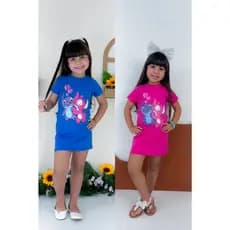 Vestido infantil menina Stitch 100% algodão  Roupa menina Do Stitch Menina Roupa feminina infantil