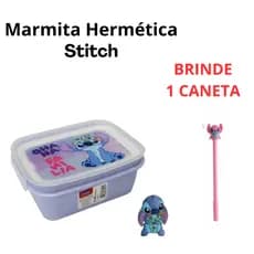 Marmita Pote Com Trava Hermetica e compartilhamento Stitch Plasutil