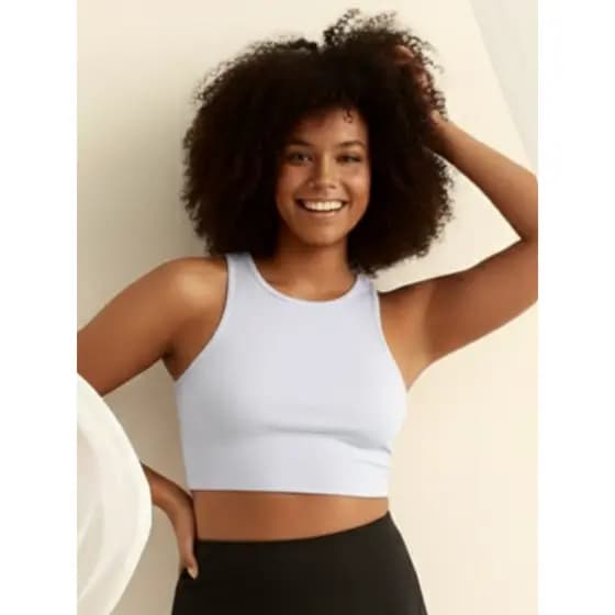 Cropped Canelado Feminino Regata Básica Frente Dupla